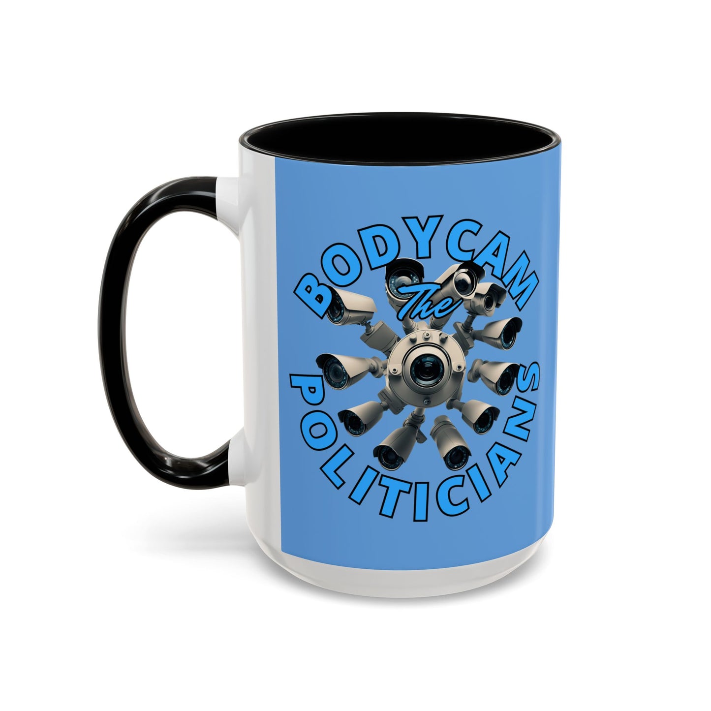 Bodycam the Politicians Cameras Blue Accent Mug by theGreenDragonTavern.shop