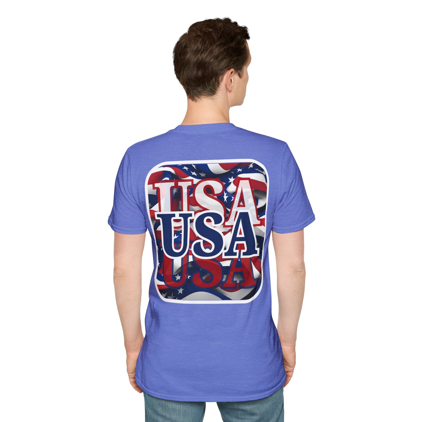 2-sided, Red White and BLUE USA Patriot Light colors Unisex T-Shirt by theGreenDragonTavern.shop