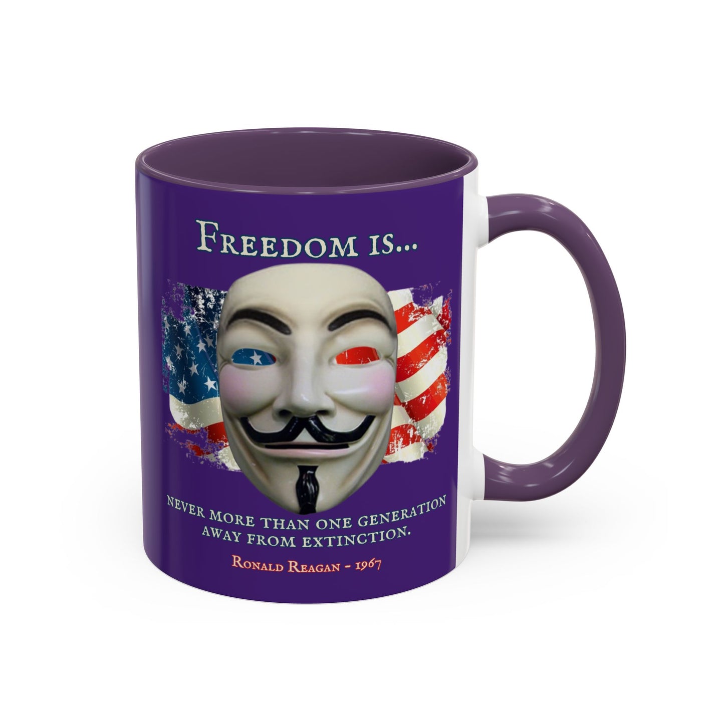 Ronald Reagan Freedom Vendetta Purple Accent Mug by theGreenDragonTavern.shop