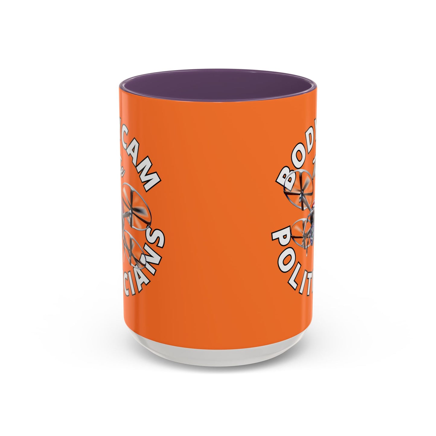 Bodycam the Politicians Drone Orange Accent Mug by theGreenDragonTavern.shop