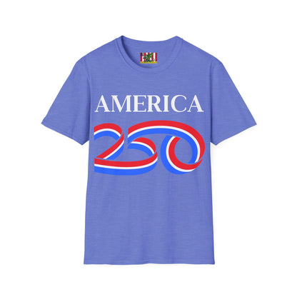 America 250 White font, Light colors, Unisex T-Shirt by theGreenDragonTavern.shop