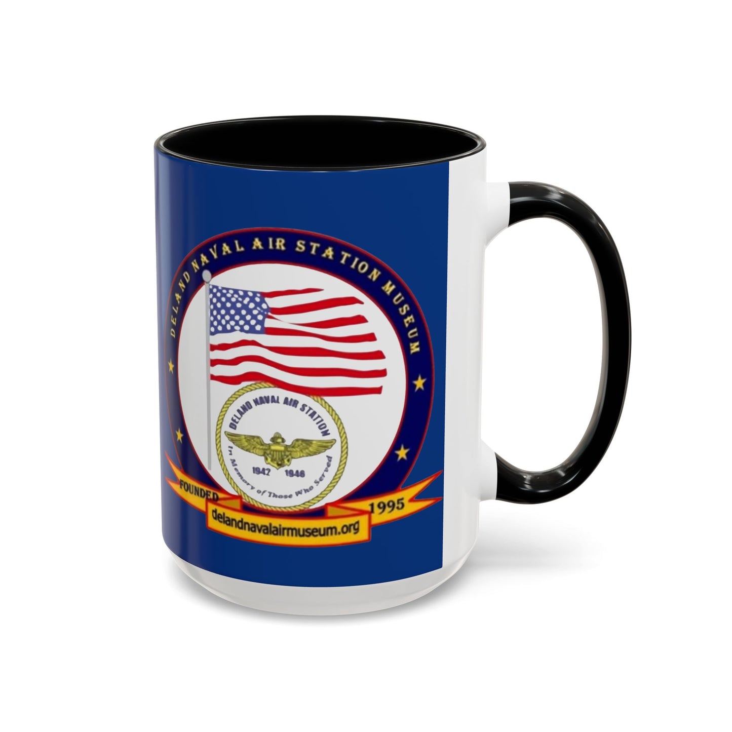 DeLand Naval Air Station Museum Blue Accent Mug by theGreenDragonTavern.shop