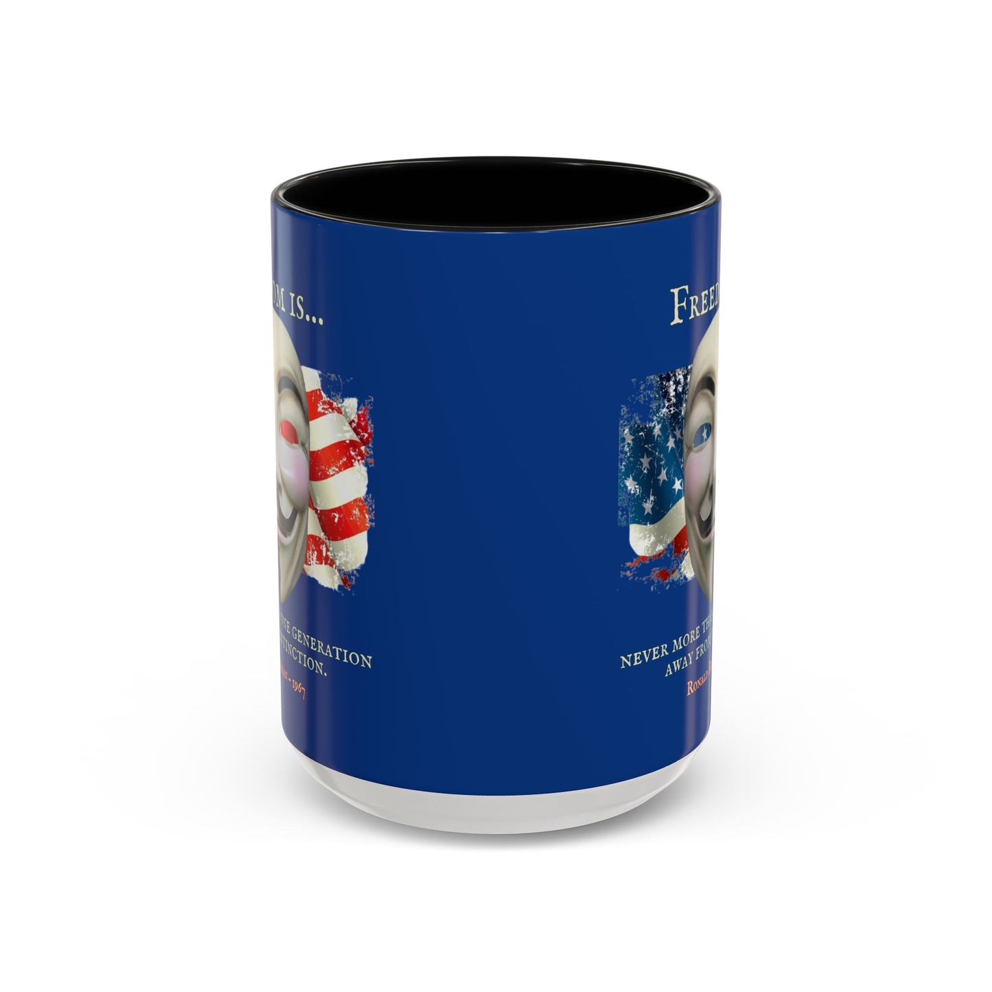 Ronald Reagan Freedom Vendetta Blue Accent Mug by theGreenDragonTavern.shop