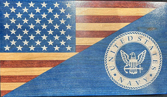 Navy Handcrafted Wooden Desktop Flag – Made by U.S. Veterans