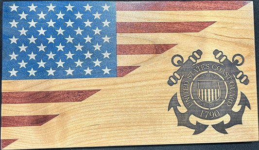 Coast Guard Handcrafted Wooden Desktop Flag – Made by U.S. Veterans