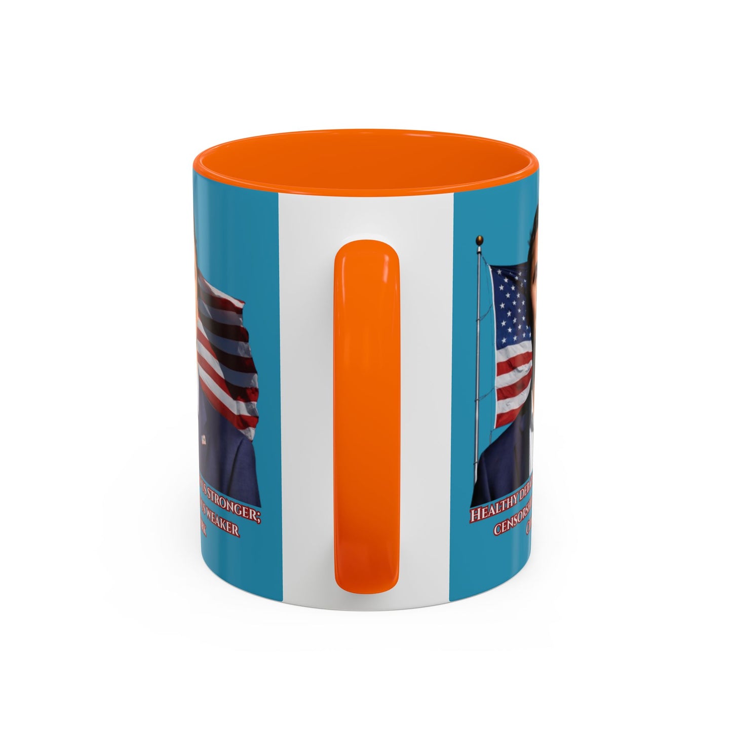 Charlie Kirk, Healthy Debate Turquoise Accent Mug by theGreenDragonTavern.shop