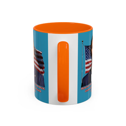 Charlie Kirk, Healthy Debate Turquoise Accent Mug by theGreenDragonTavern.shop