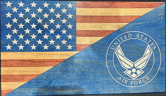Air Force Handcrafted Wooden Desktop Flag – Made by U.S. Veterans