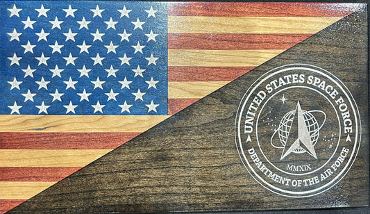 Space Force Handcrafted Wooden Desktop Flag – Made by U.S. Veterans