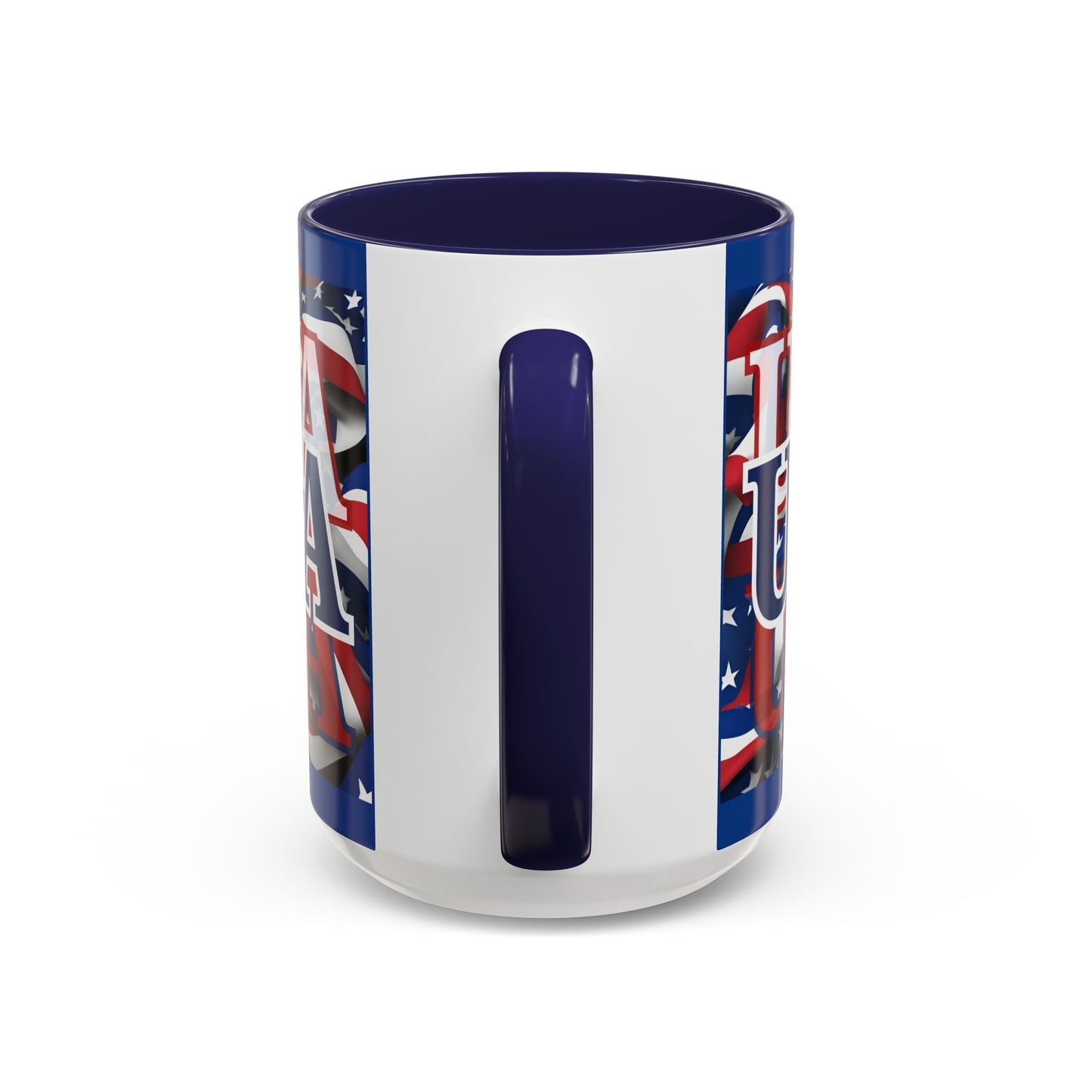 USA Blue font Center Patriot Blue Accent Mug by theGreenDragonTavern.shop