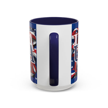 USA Blue font Center Patriot Blue Accent Mug by theGreenDragonTavern.shop