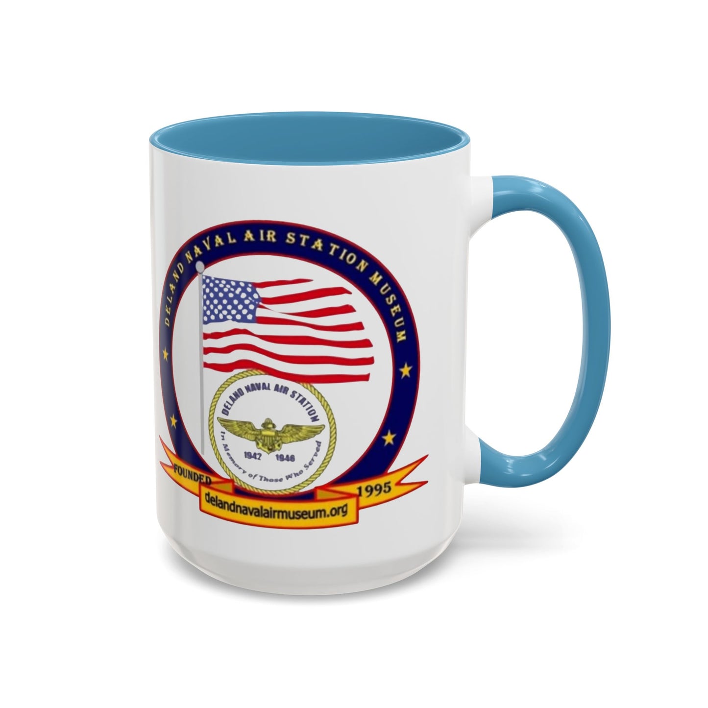 DeLand Naval Air Station Museum White Accent Mug by theGreenDragonTavern.shop