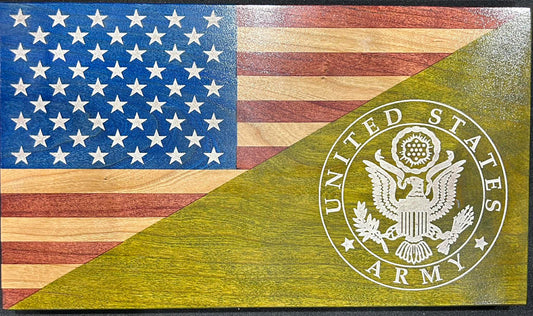 Army Handcrafted Wooden Desktop Flag – Made by U.S. Veterans