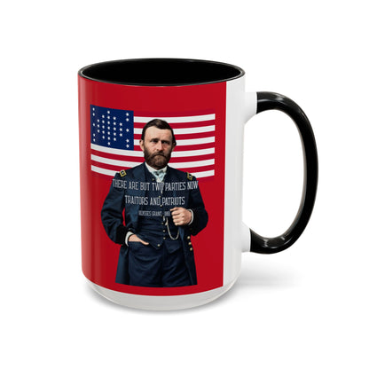 "Traitors and Patriots" Ulysses Grant Red Accent Mug by theGreenDragonTavern.shop
