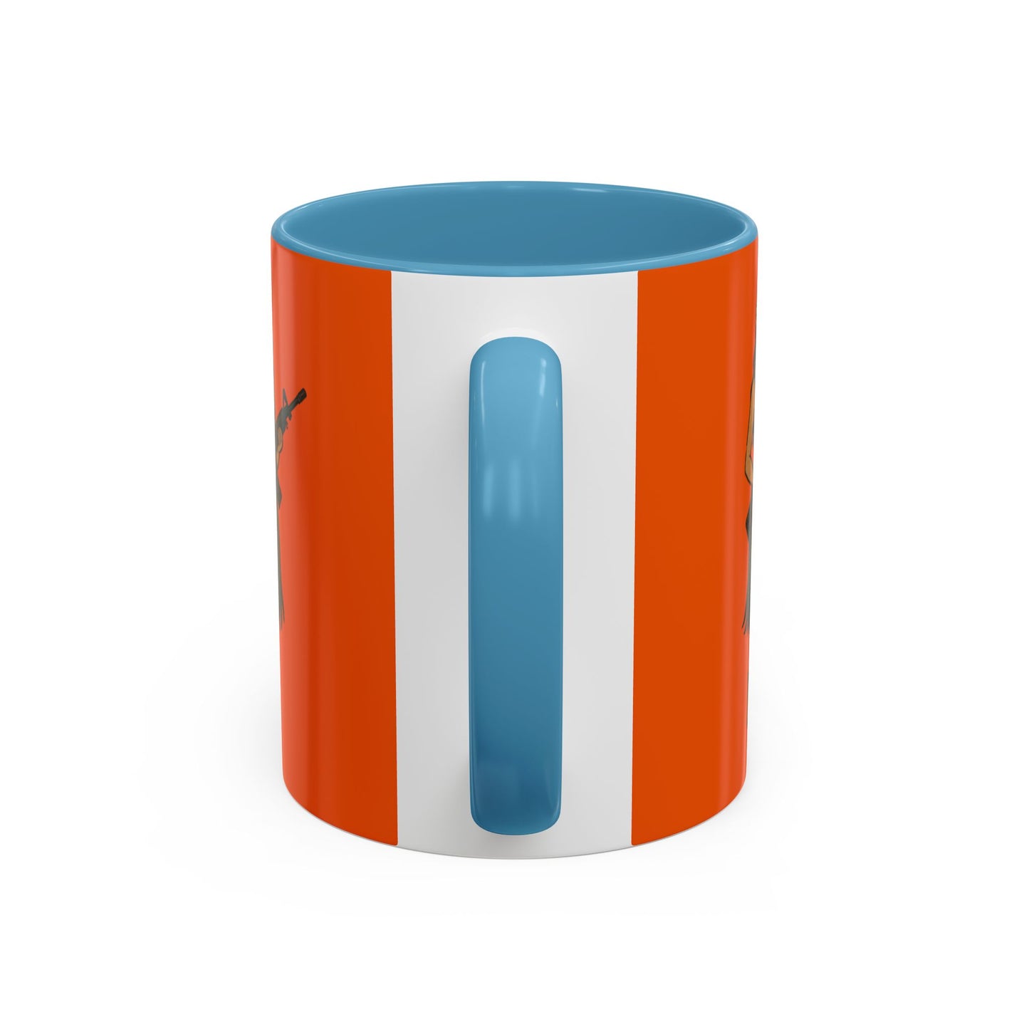 Hula Girl Packin' Heat Orange Accent Mug by theGreenDragonTavern.shop