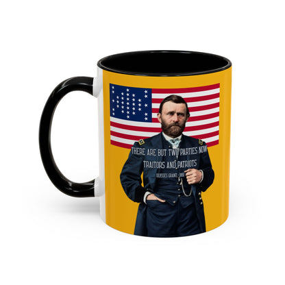 "Traitors and Patriots" Ulysses Grant Yellow Accent Mug by theGreenDragonTavern.shop