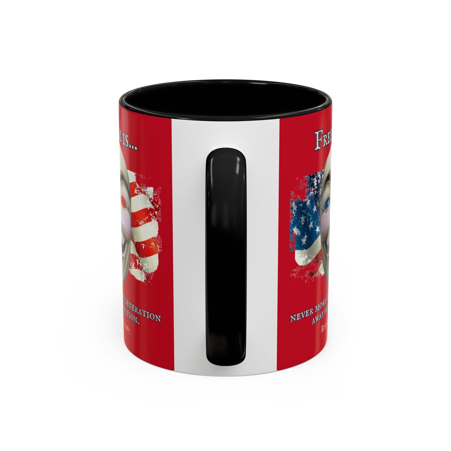 Ronald Reagan Freedom Vendetta Red Accent Mug by theGreenDragonTavern.shop