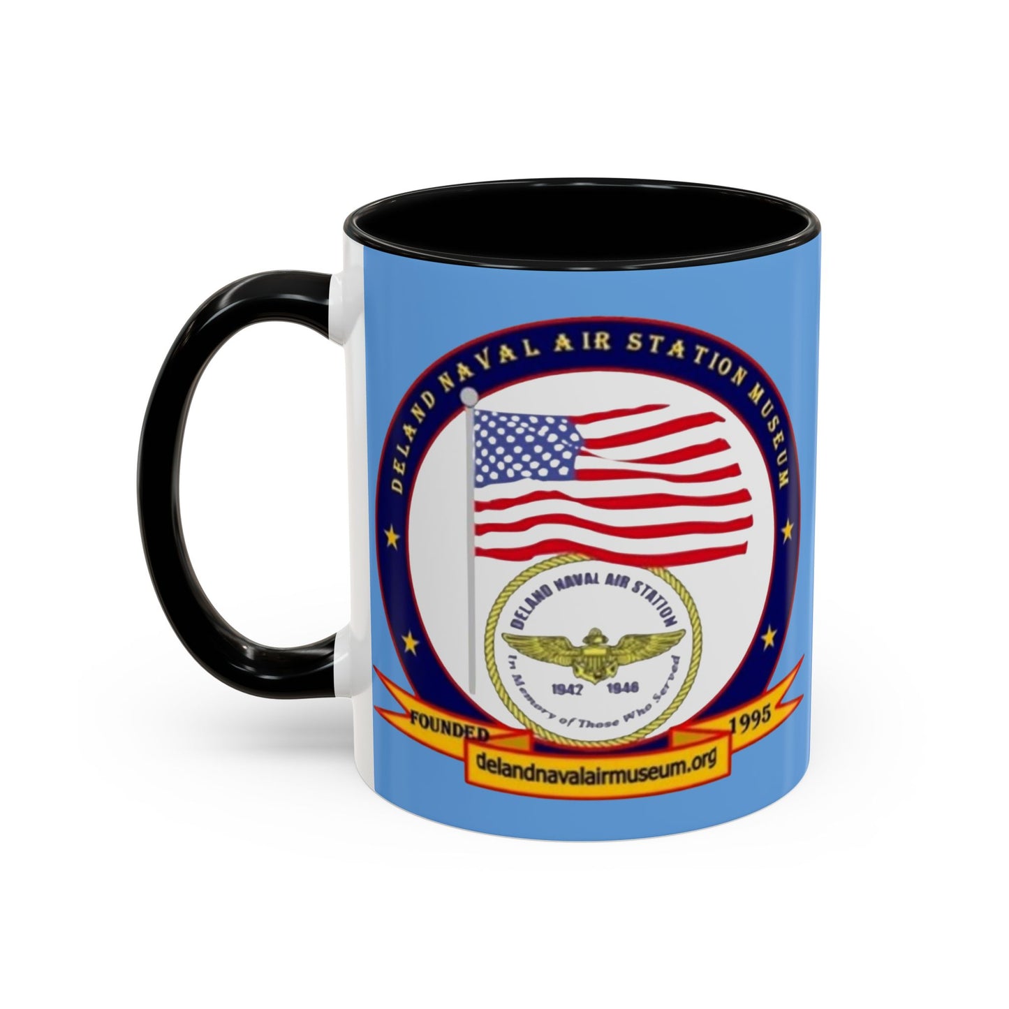 DeLand Naval Air Station Museum Light Blue Accent Mug by theGreenDragonTavern.shop