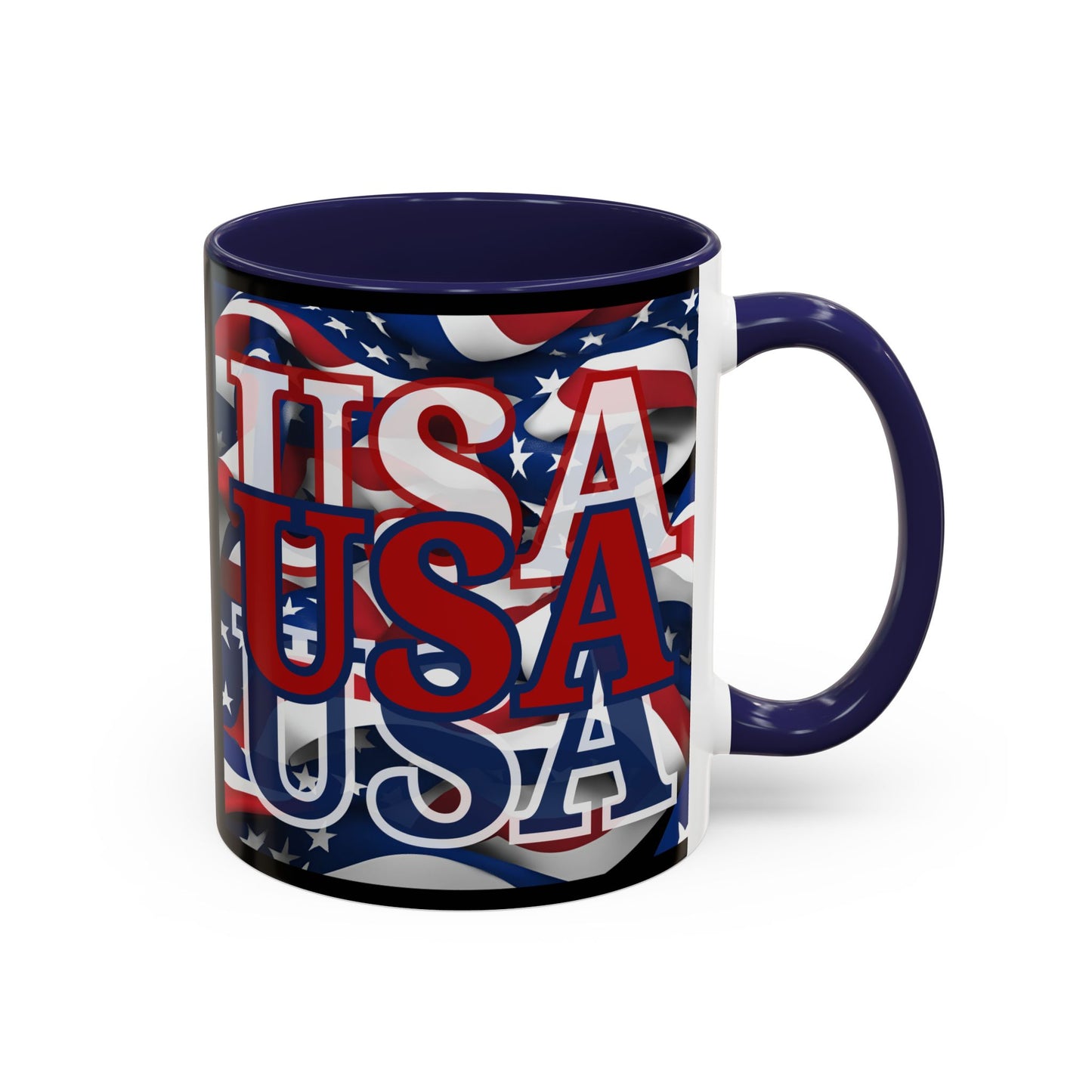 USA Red font Center Patriot Black Accent Mug by theGreenDragonTavern.shop