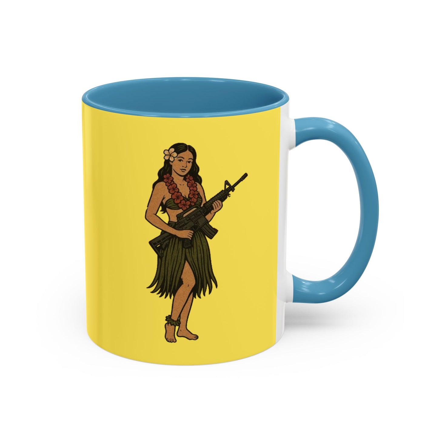 Hula Girl Packin' Heat Pineapple Accent Mug by theGreenDragonTavern.shop