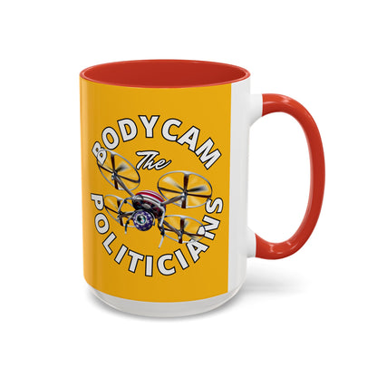 Bodycam the Politicians Drone Yellow Accent Mug by theGreenDragonTavern.shop