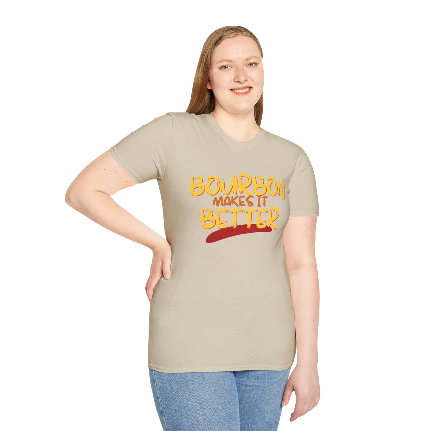 Bourbon makes it better Light colors Unisex T-Shirt by theGreenDragonTavern.shop