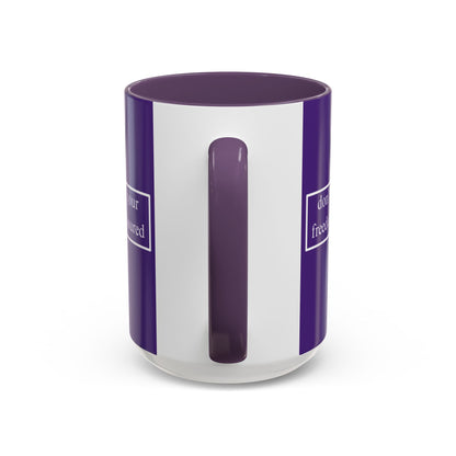 don't assume your freedoms are assured White font Dark Purple Accent Mug by theGreenDragonTavern.shop