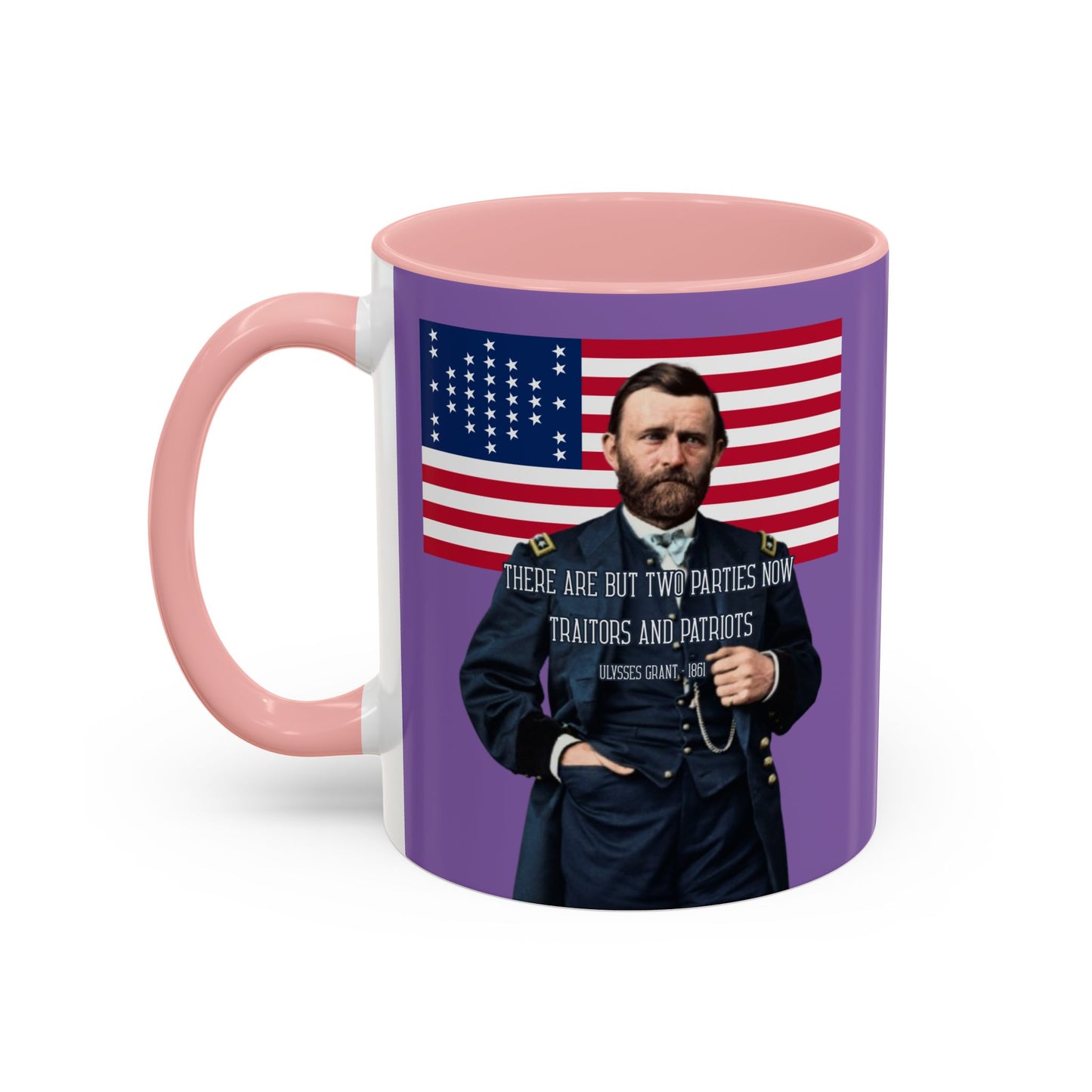 "Traitors and Patriots" Ulysses Grant Light Purple Accent Mug by theGreenDragonTavern.shop