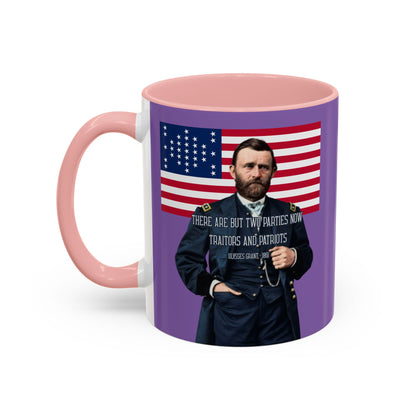 "Traitors and Patriots" Ulysses Grant Light Purple Accent Mug by theGreenDragonTavern.shop