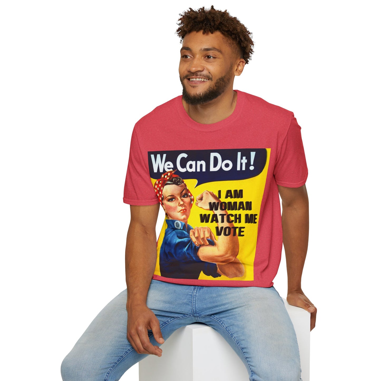 I Am Woman Watch Me Vote Rosie Light colors Unisex T-Shirt by theGreenDragonTavern.shop