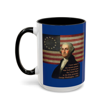 Washington's Earnest Prayer Dark Blue Accent Mug by theGreenDragonTavern.shop