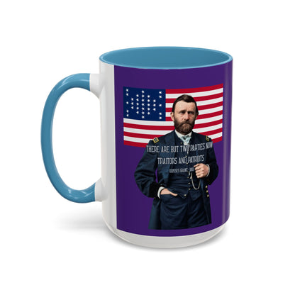 "Traitors and Patriots" Ulysses Grant Dark Purple Accent Mug by theGreenDragonTavern.shop
