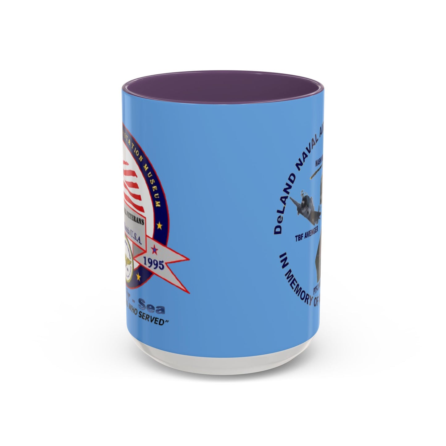DNASM 2-sided, Founding & Student Art Light Blue Accent Mug by theGreenDragonTavern.shop