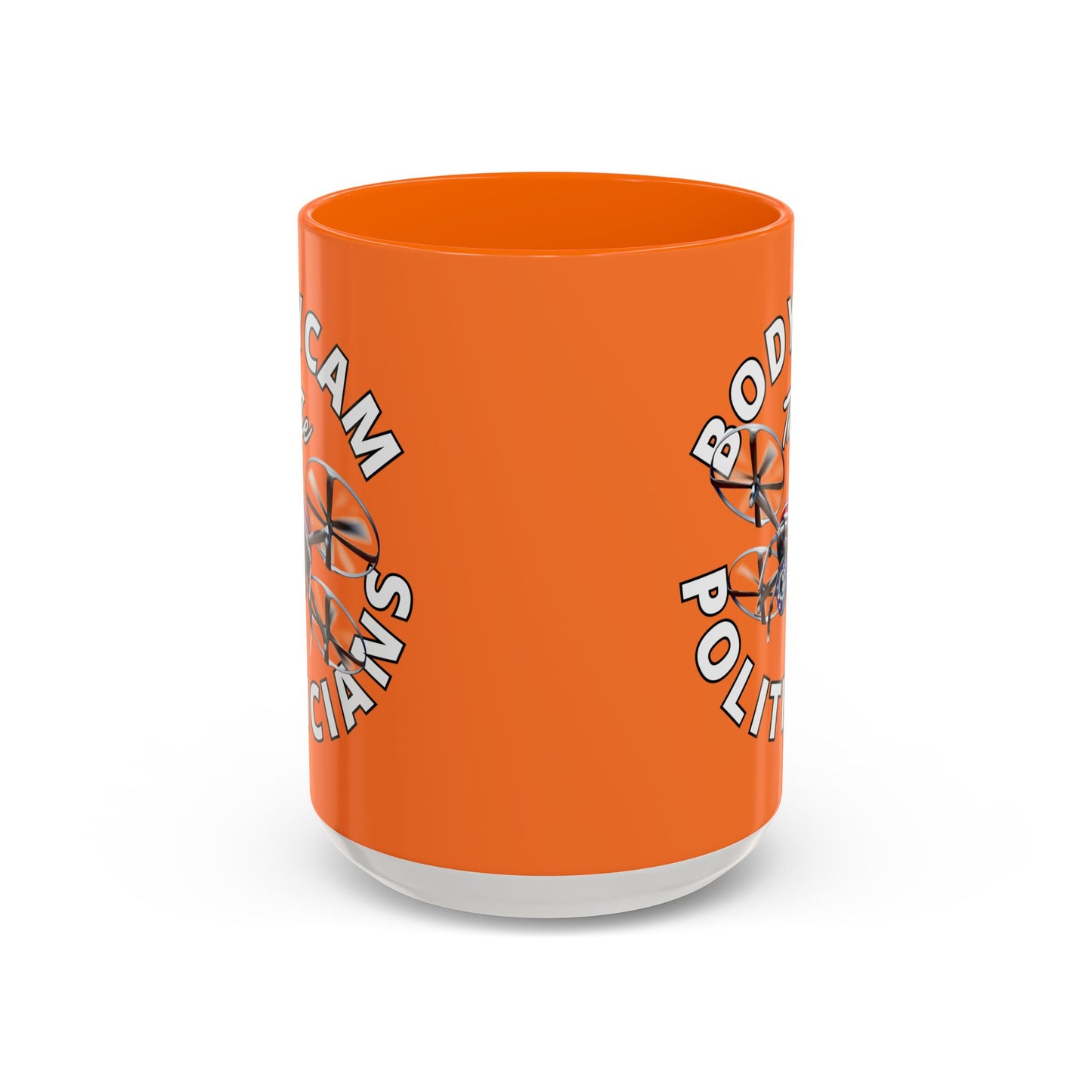 Bodycam the Politicians Drone Orange Accent Mug by theGreenDragonTavern.shop