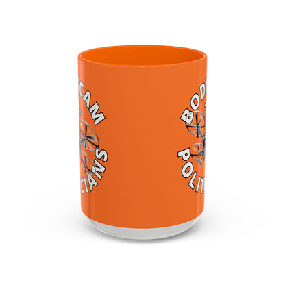 Bodycam the Politicians Drone Orange Accent Mug by theGreenDragonTavern.shop