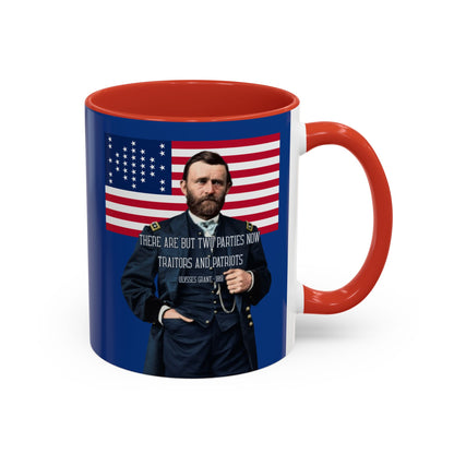 "Traitors and Patriots" Ulysses Grant Dark Blue Accent Mug by theGreenDragonTavern.shop