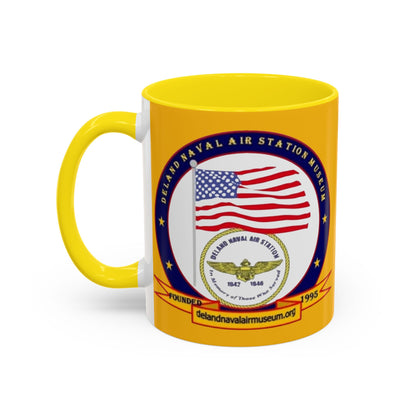 DeLand Naval Air Station Museum Yellow Accent Mug by theGreenDragonTavern.shop
