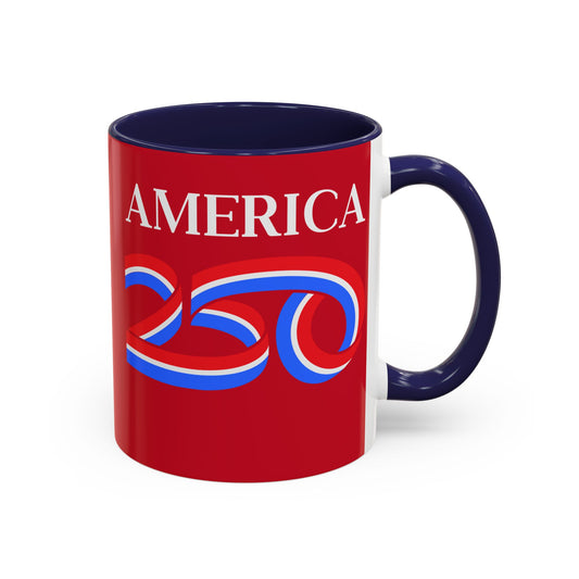 America 250 Red Accent Mug by theGreenDragonTavern.shop