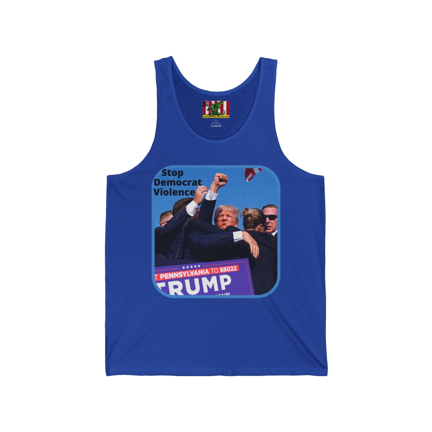 Stop Democrat Violence Unisex Jersey Tank Top by theGreenDragonTavern.shop