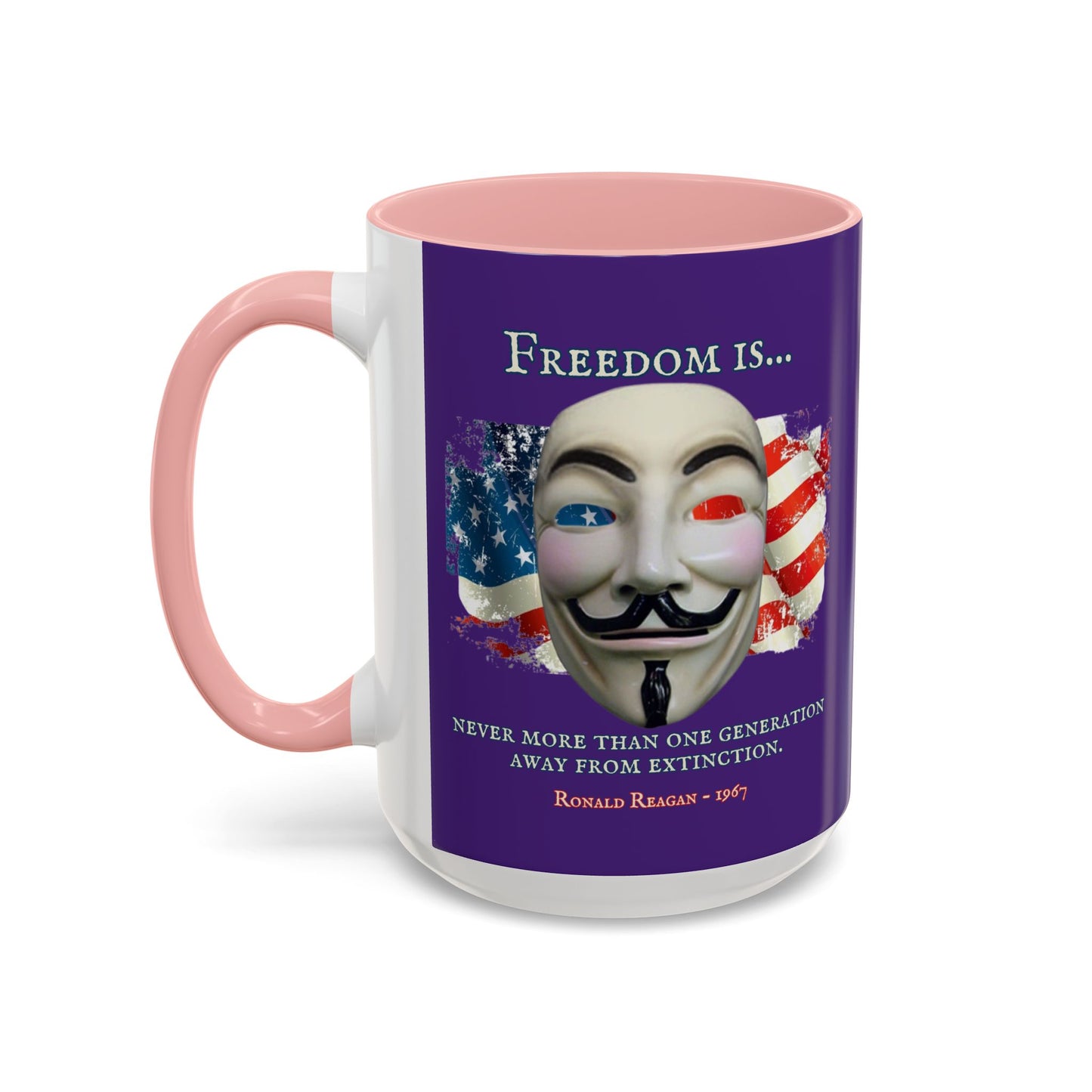 Ronald Reagan Freedom Vendetta Purple Accent Mug by theGreenDragonTavern.shop