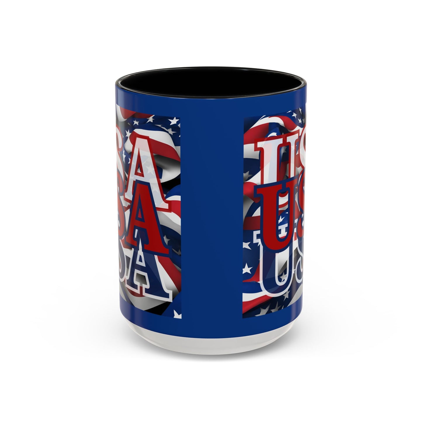 USA Red font Center Patriot Blue Accent Mug by theGreenDragonTavern.shop