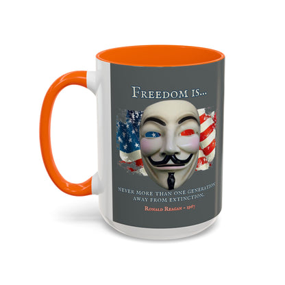 Ronald Reagan Freedom Vendetta Grey Accent Mug by theGreenDragonTavern.shop