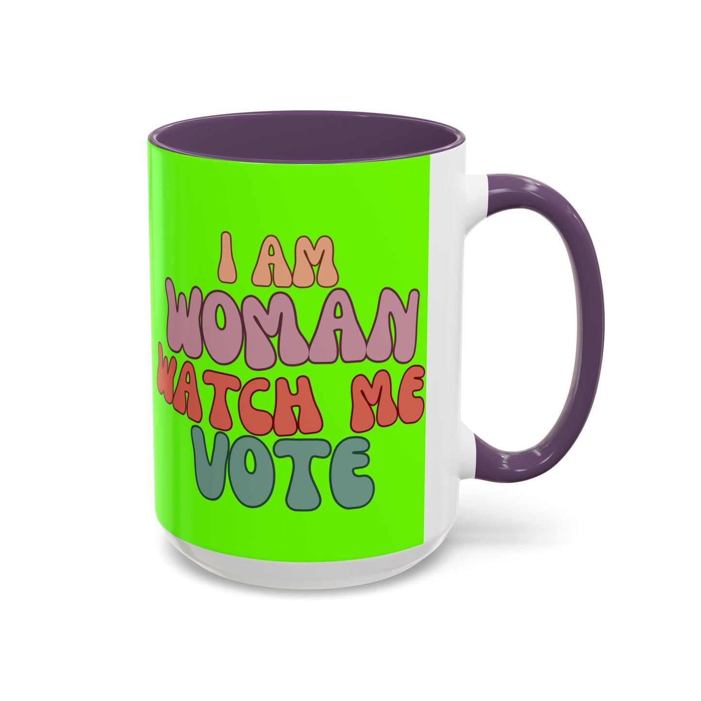 I Am Woman Watch Me Vote Light Green Accent Mug by theGreenDragonTavern.shop