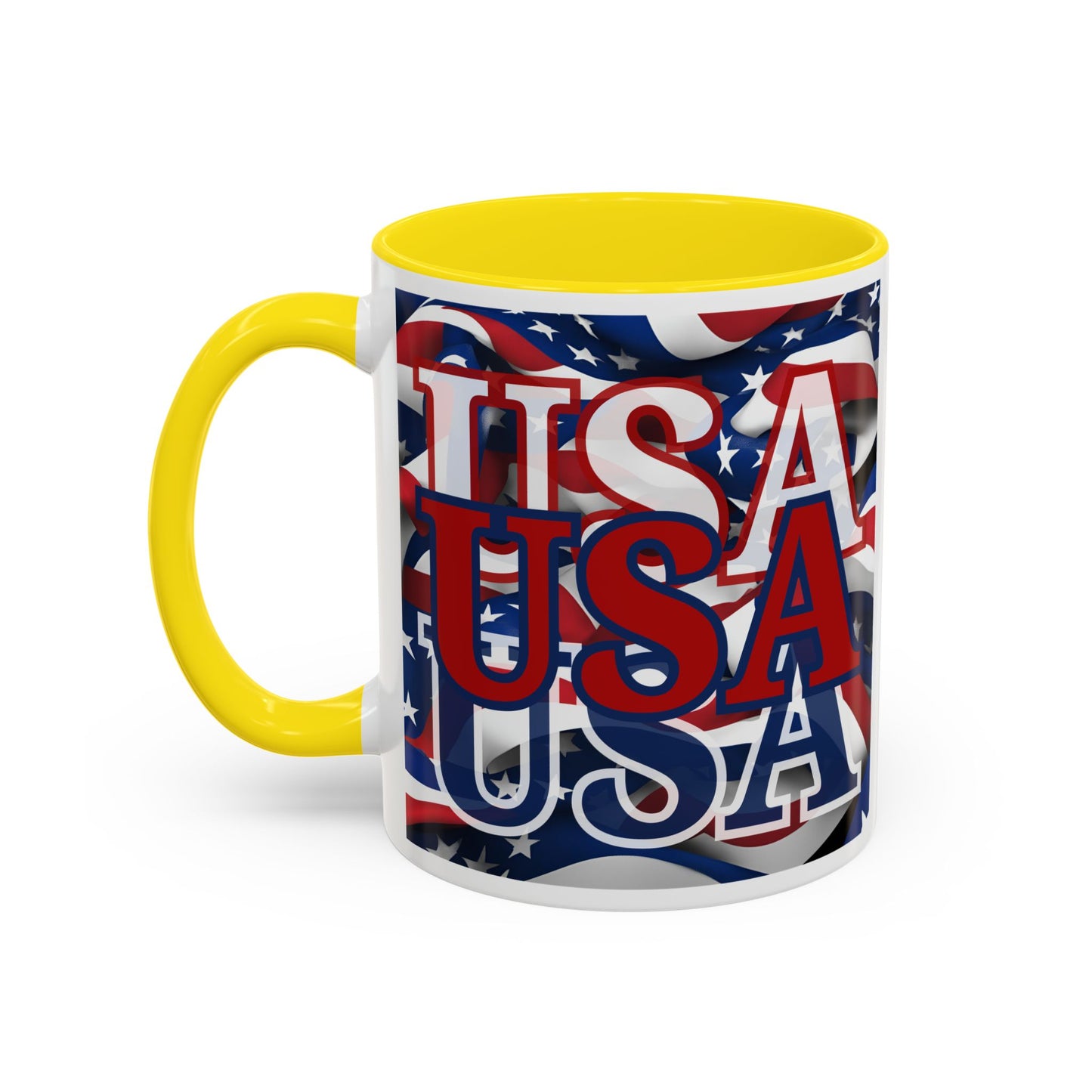USA Red font Center Patriot White Accent Mug by theGreenDragonTavern.shop