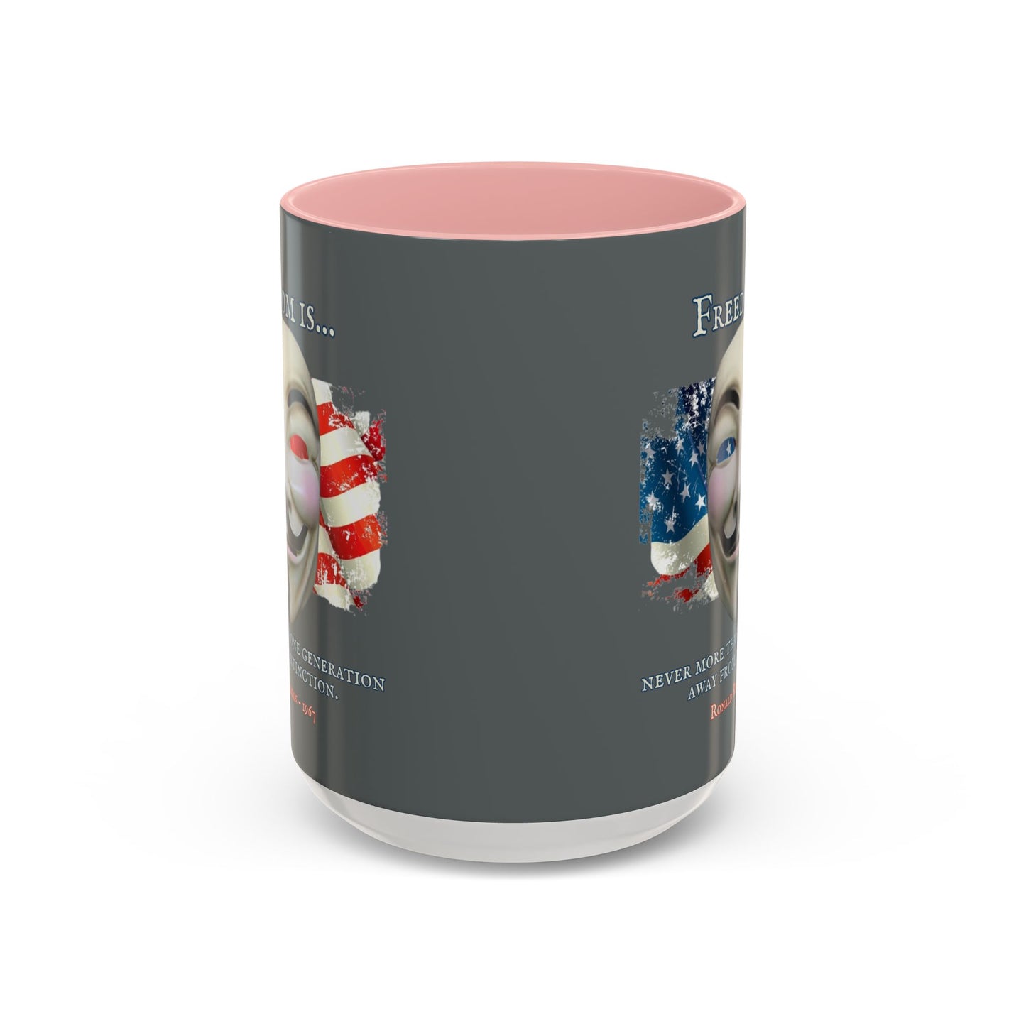 Ronald Reagan Freedom Vendetta Grey Accent Mug by theGreenDragonTavern.shop