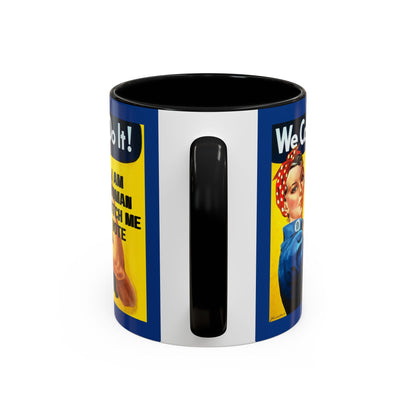 I Am Woman Watch Me Vote Rosie Dark Blue Accent Mug by theGreenDragonTavern.shop