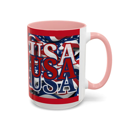 USA Red font Center Patriot Red Accent Mug by theGreenDragonTavern.shop