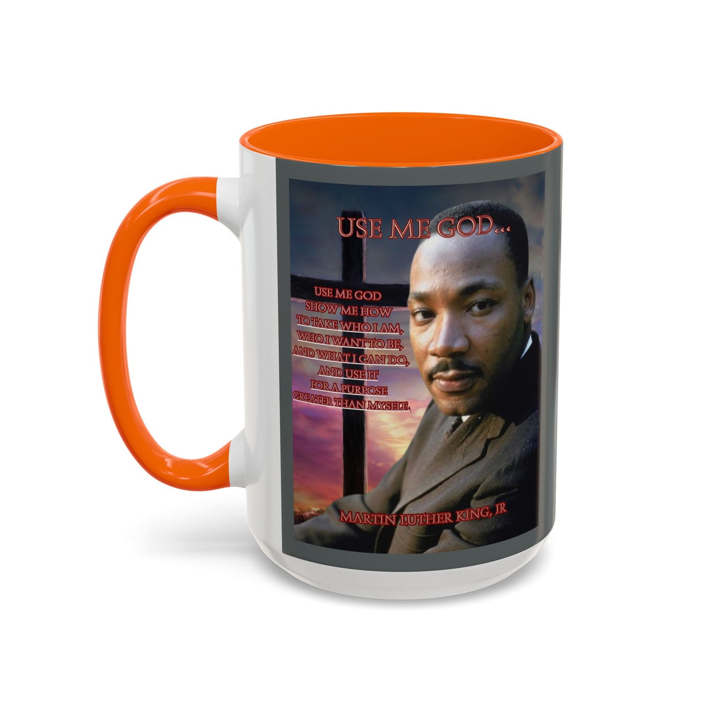 Use Me God, MLK Jr Grey Accent Mug by theGreenDragonTavern.shop