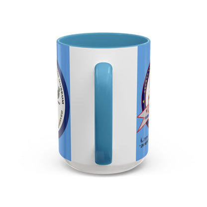 DNASM 2-sided, Founding & Student Art w/Navy Ring Light Blue Accent Mug by theGreenDragonTavern.shop