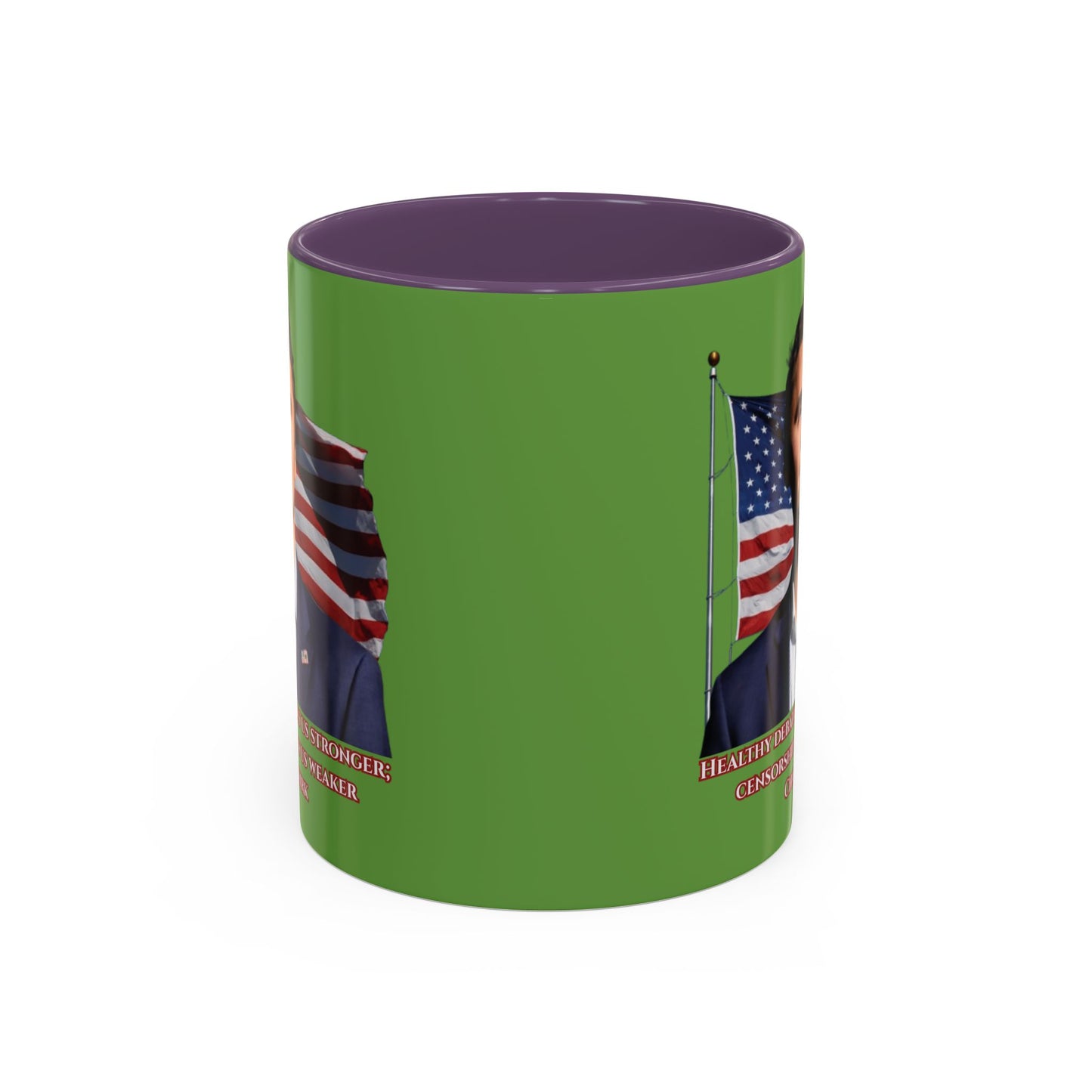 Charlie Kirk, Healthy Debate Green Accent Mug by theGreenDragonTavern.shop